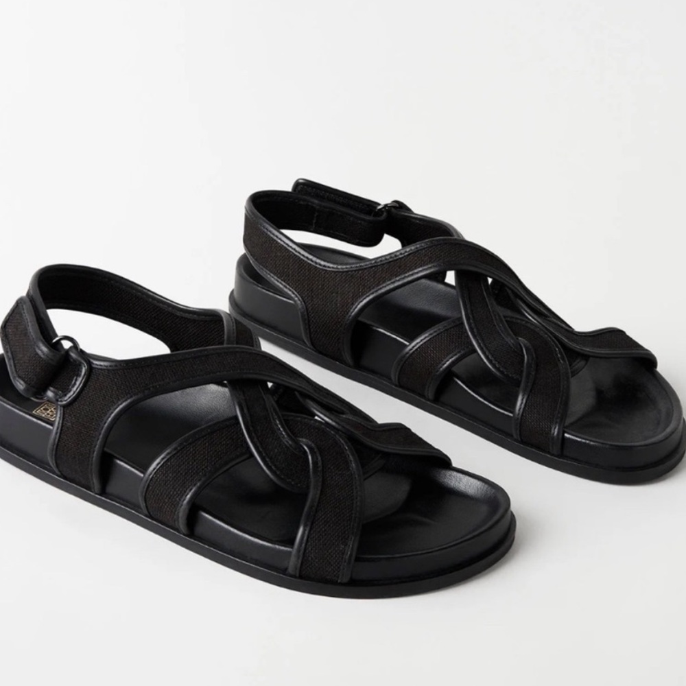 TOTEME canvas leather chunky sandals - Picture 4 of 9